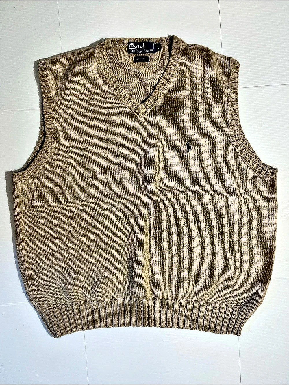 Polo by Ralph Lauren Cotton V-Neck Sweater Vest Size Large